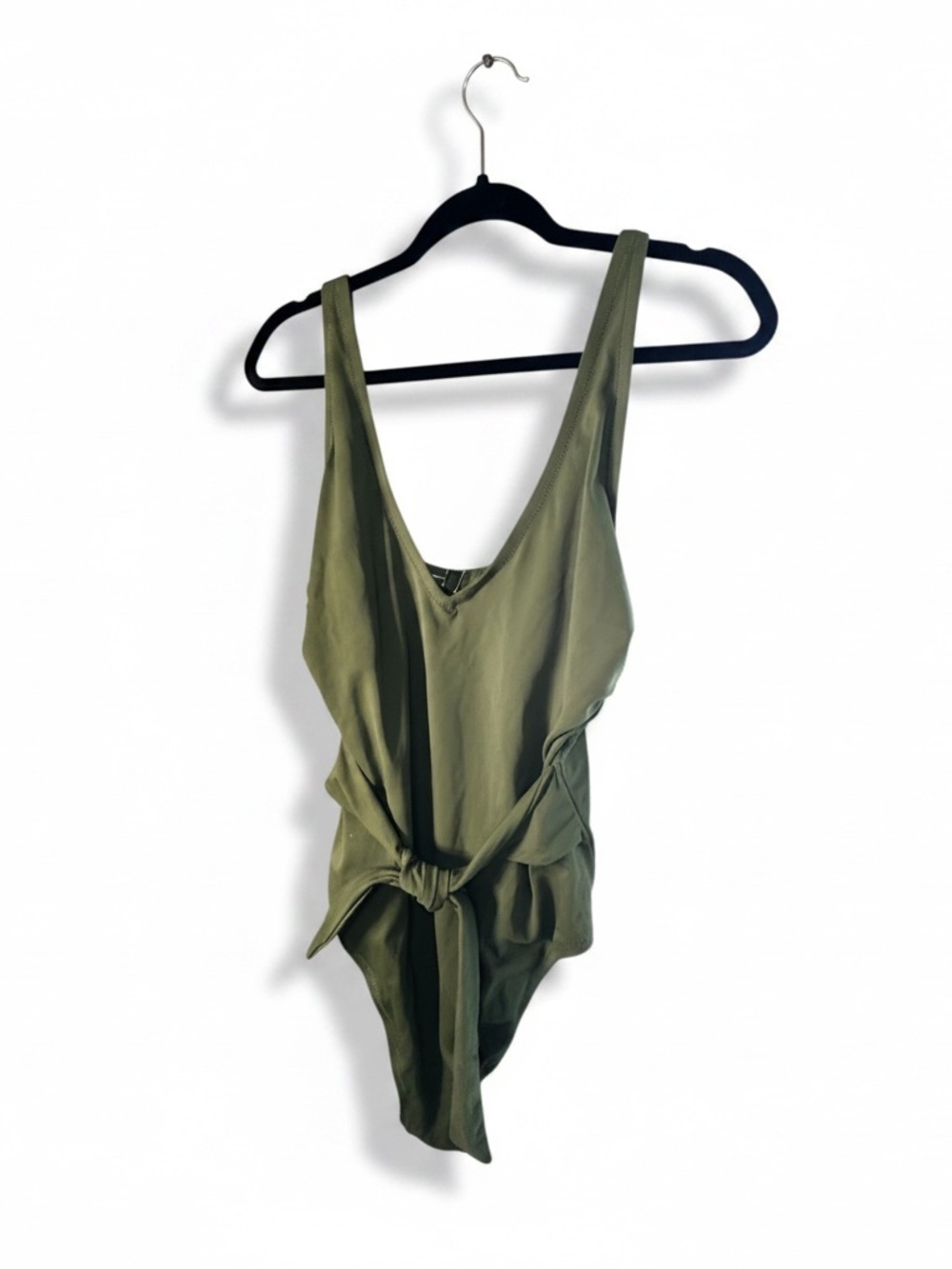 Shade & Shore Olive Green Tie Front One Piece Swimsuit Size 16 Resort Swimwear - Picture 2 of 3